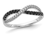 1/4 Carat (ctw) Black & White Diamond Tiwist Ring in 14K White Gold